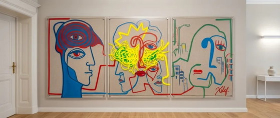 Monumental 3-part Light Sculpture (255x100 cm), Contemporary Pop Art on High-End Acrylic Glass, Art Prints (photo 5 of 6)