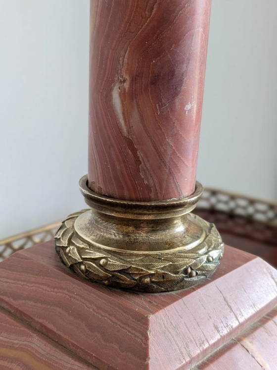 Elegant Neoclassical Column Lamp in Marble and Bronze, Table lamps, Stone, Gold (photo 9 of 13)