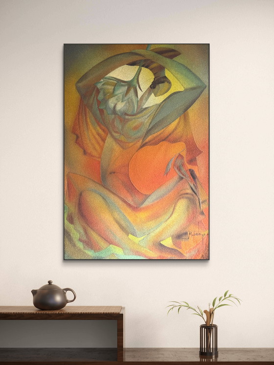 Image 1 of Mukalenge wa Mukalenge (Kinshasa) – Ecstasy at Thilmade - No. 16
Sandwork – Oil and sand on canvas, 70 × 100 cm, circa 1975-1985