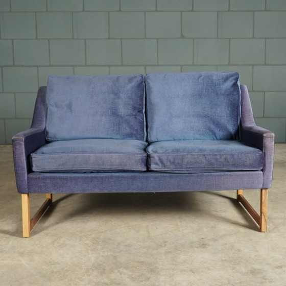 Image 1 of Vintage zithoek/zitgroep – blauw velours – JAB Anstoetz – jaren 70