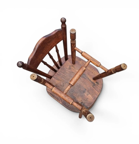 Set of 2 Oak Wood Victorian Child's Stick Back Chairs, 1960s – Dining chairs (photo 11 of 14)