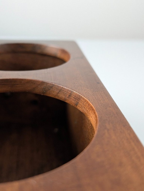 Image 1 of Almazán Rhino Bottle Holder, Mid-Century Modern Wood & Nickel Silver, 1960s