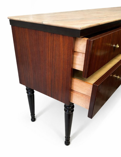 Buffet/commode italien du milieu du XXe siècle avec plateau en marbre