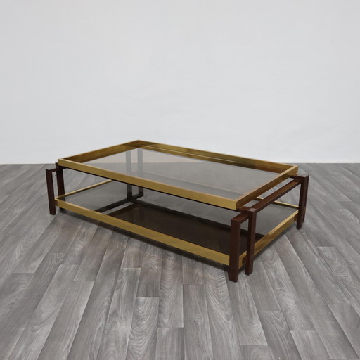 1970s Hollywood Regency Geometric Vintage Brass Coffee Table