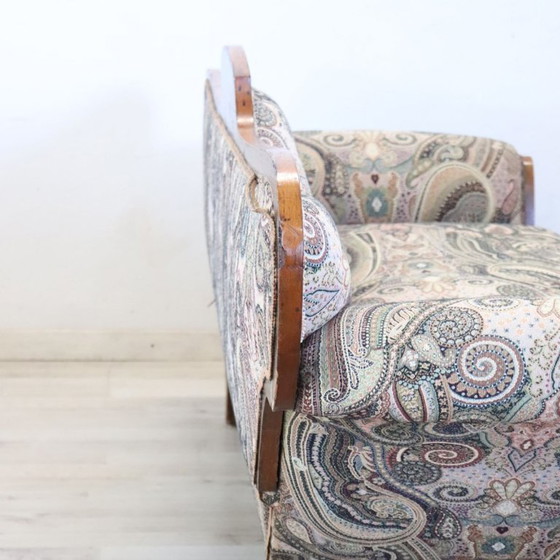 Image 1 of Antieke kleine sofa of chaise longue van walnoothout, Italië, 19e eeuw