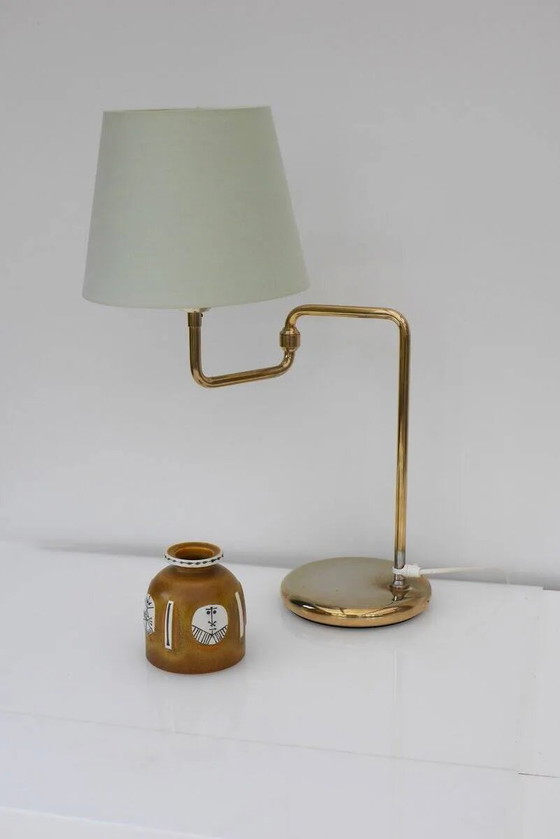 Image 1 of Scandinavian brass swing arm table lamp