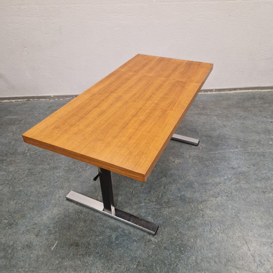 Image 1 of Vintage vierkante eettafel bureau en salontafel in 1 stuk !!!