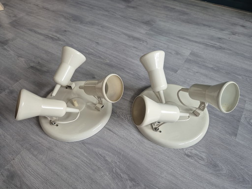 Set aus 2 Vintage Deckenstrahlern – 70er/80er Jahre – weiß