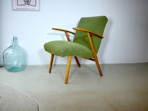 Mid Century Easychair Vintage Armchair Green Chair – Wood, Textile, Mid Century Modern (photo 7 of 7)