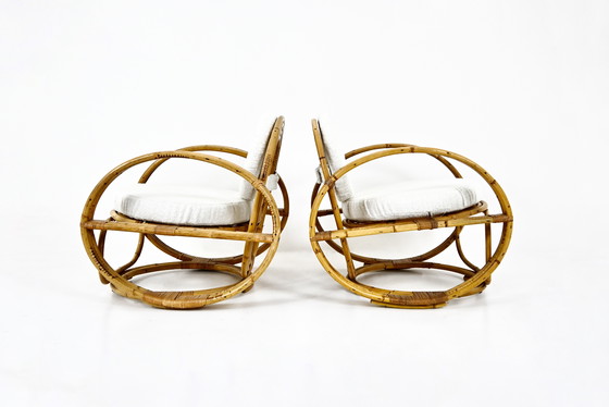 Image 1 of Pair of Italian Rattan Armchairs, 1960s