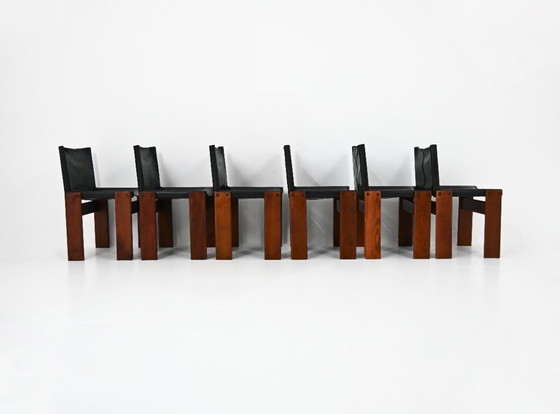 Monnik eetkamerstoelen van Afra & Tobia Scarpa voor Molteni, jaren 70, set van 6 – Leather (photo 4 of 11)