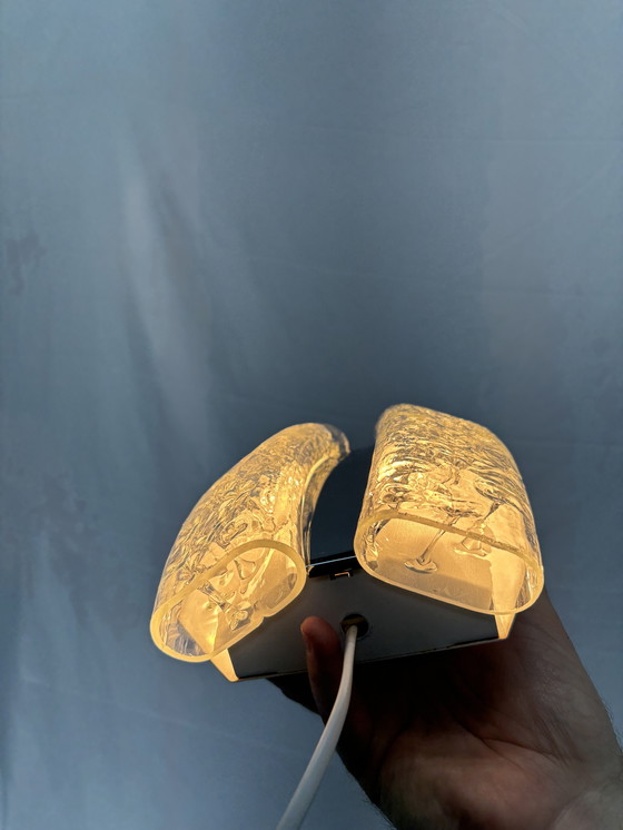 Image 1 of Set van 2 vintage Doria Leuchten ijsglas wandlampen jaren 60