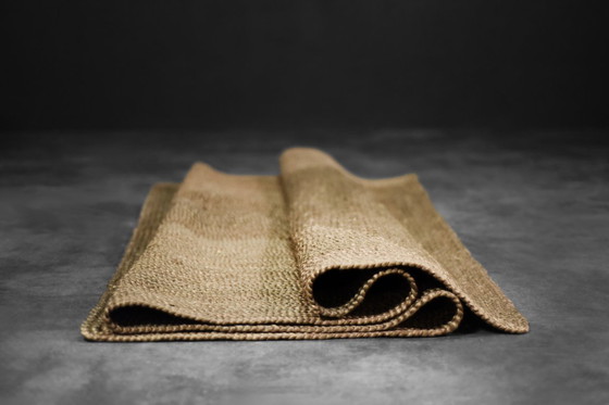 Image 1 of Vintage Indiaas bruin platgeweven jute tapijt, jaren 70