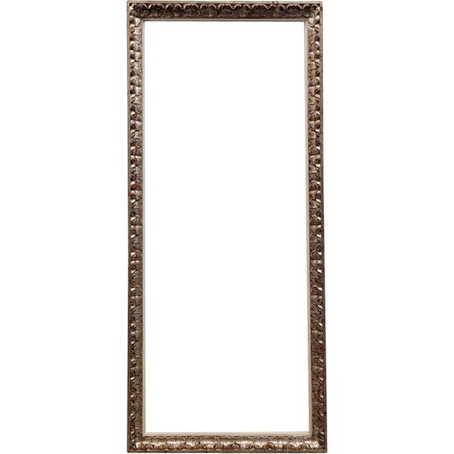Vintage rectangular frame in carved and silvered wood, France 1960