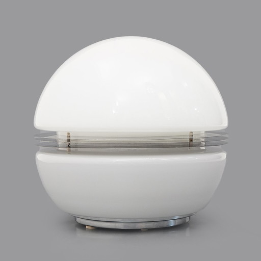 Witte glazen tafellamp van Enrico Tronconi voor Tronconi, 1970