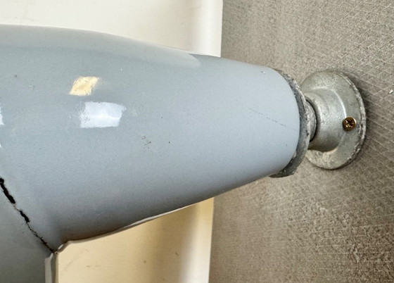 Image 1 of Industrial British Grey Enamel Factory Wall Lamp, 1960s