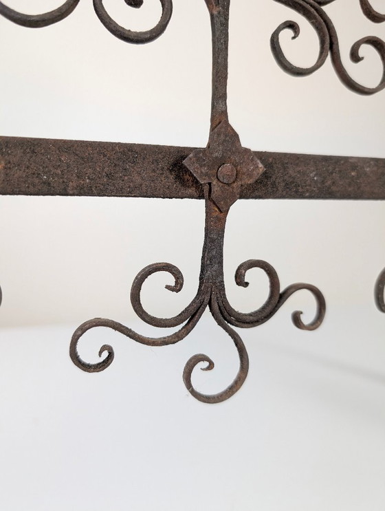 Image 1 of Candelabro de hierro forjado para chimenea, estilo español, Artes y Oficios, década de 1880