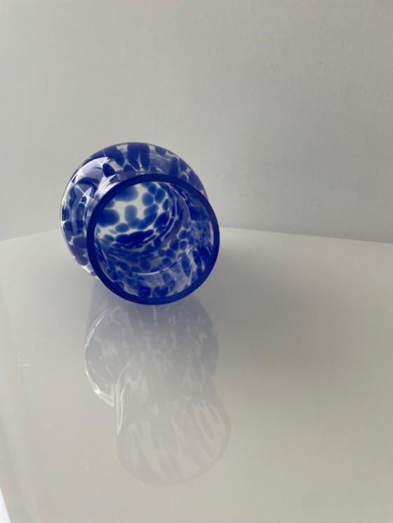 Image 1 of Mouth-blown designer carafe/vase sapphire blue – unique