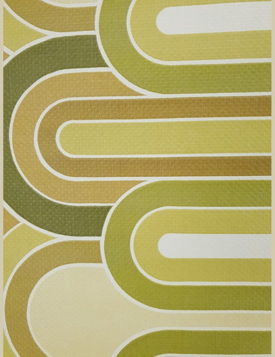 Image 1 of 13923 Papier peint vintage à motifs ovales et arches vertes