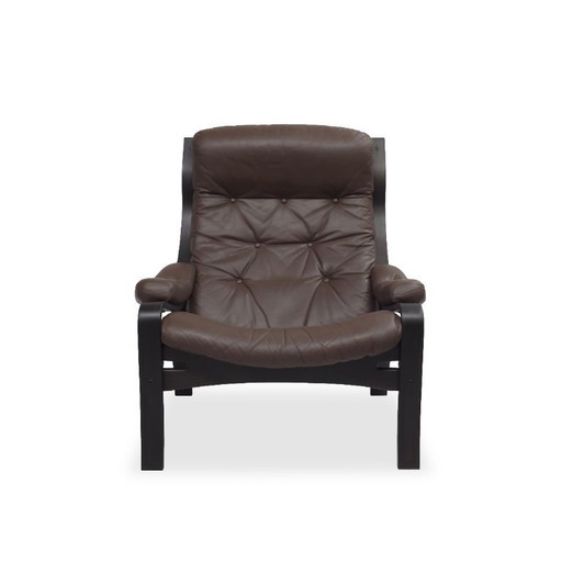 Loungestoel VIDJA | Mid Century Leren Fauteuil | 70s IKEA Vintage