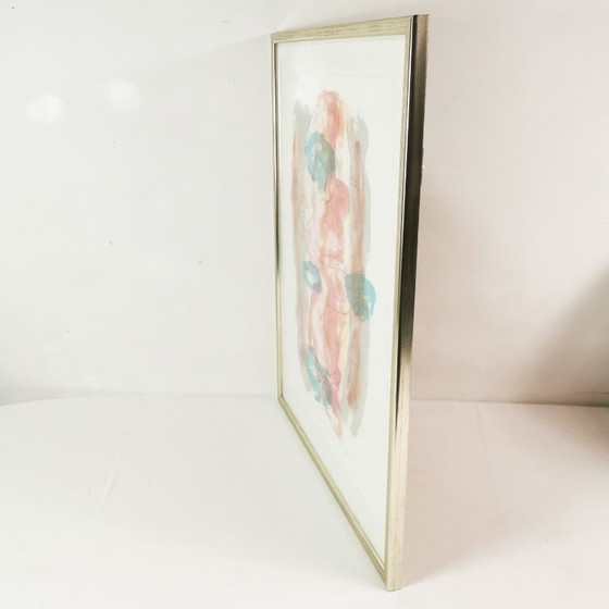 Kleurenlithografie, erotisch naakt, Doris Bloom, Denemarken, jaren 80., Kunst, Papier, Glas, Grijs (foto 3 van 14)