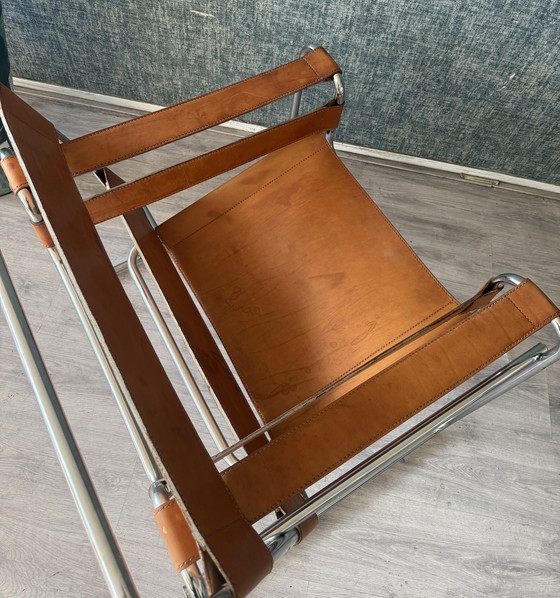 Image 1 of Vintage Wassily stoel – Cognacbruin leer – Fasem