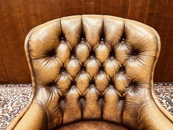 Englischer Chesterfield Club-Sessel braun – Leder (photo 5 of 7)