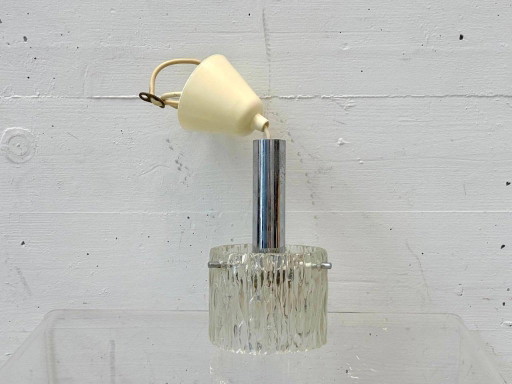 Suspension vintage Kaiser Leuchten en verre texturé et chrome, années 1970 – plafondlampen, Glass