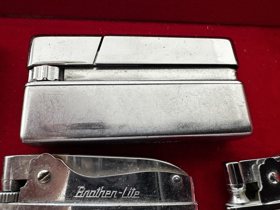 Image 1 of Lot of 10 Vintage Silver Match Lighters - Brother Lite - Ronson-Hadson