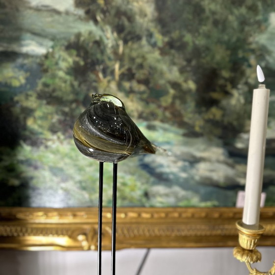 Image 1 of Sculpture “Dove”, blown glass, iron base, 2010s - France