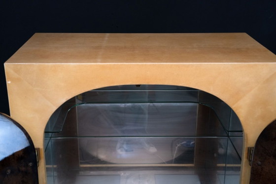 Image 1 of Aldo Tura Mid-Century Modern Goatskin Parchment Bar Cabinet, Italy, 1960s