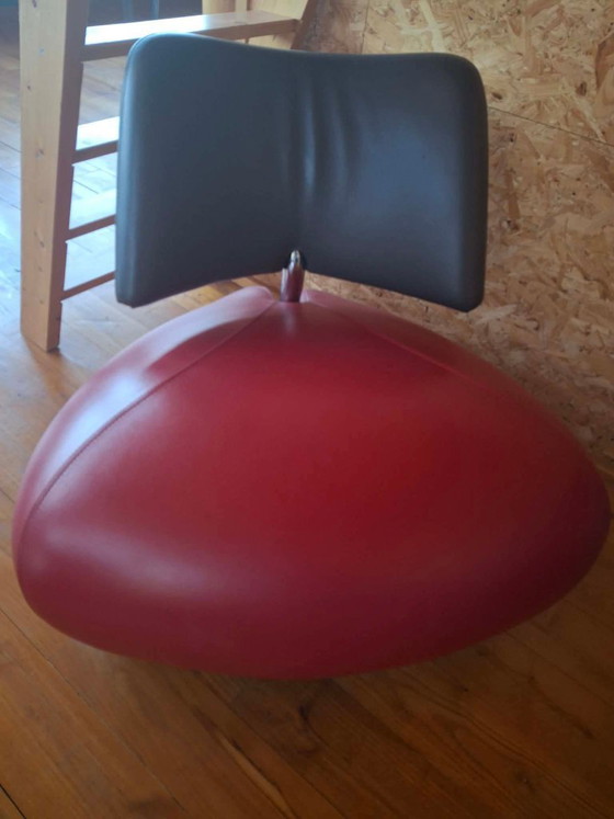 Image 1 of 2 fauteuils en 1 Leolux-bank, grijs en rood