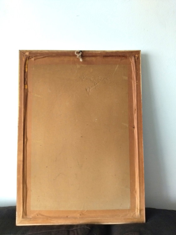 Image 1 of Tableau ancien pastel fleurs J Gelders cadre doré vintage