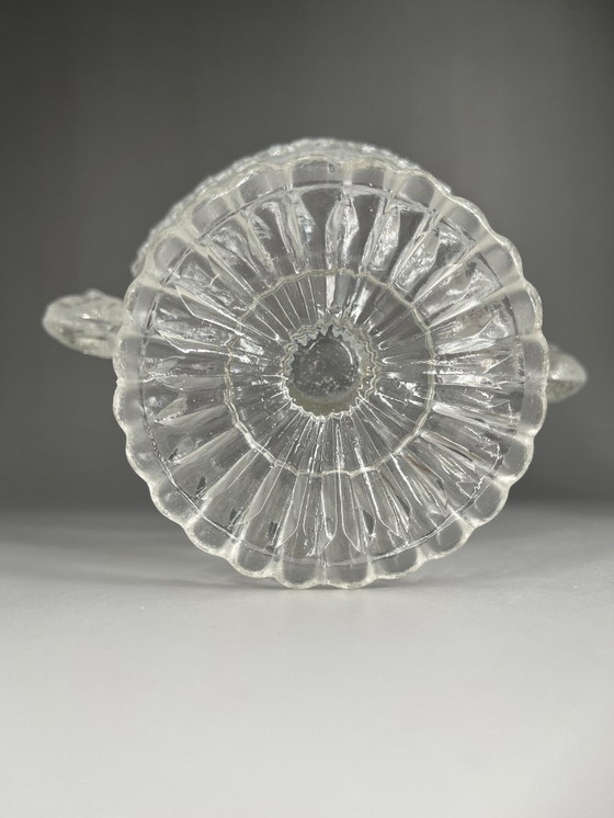 Image 1 of Antica ciotola in vetro pressato con piedistallo e manici a forma di cane – Decorazione a ghirlanda di catene (circa 1900)