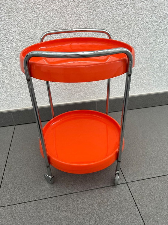 Image 1 of Rond, verchroomd plastic en metalen frame in spacestyle-stijl uit de jaren 80.