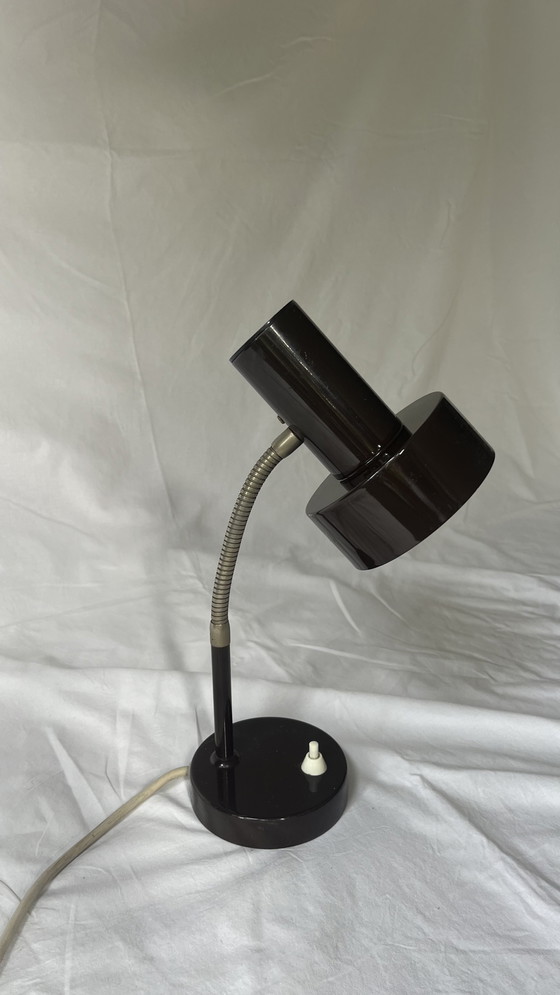 Image 1 of Vintage 70s bureaulamp – bruin metalen design, flexibele arm