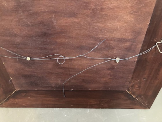 Image 1 of Grande specchio in finto bambù e pelle, stile Adnet