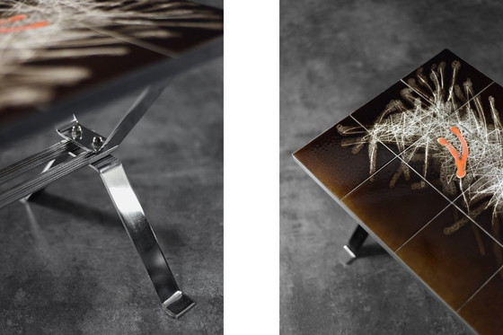 Image 1 of Table basse vintage moderne du milieu du siècle avec plateau en céramique carrelée, années 1970