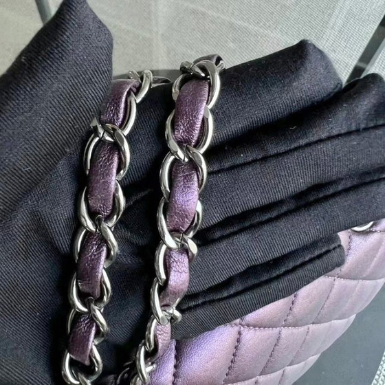 Image 1 of Chanel Classic Flap Quilted Lambskin Purple Silver Hardware Series 24