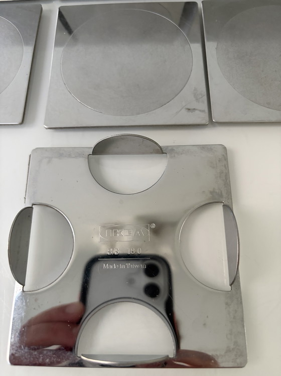 Ikea Groggy coasters (6 pieces) in holder – IKEA Vintage Design Classics, Table accessories, rvs (photo 9 of 14)