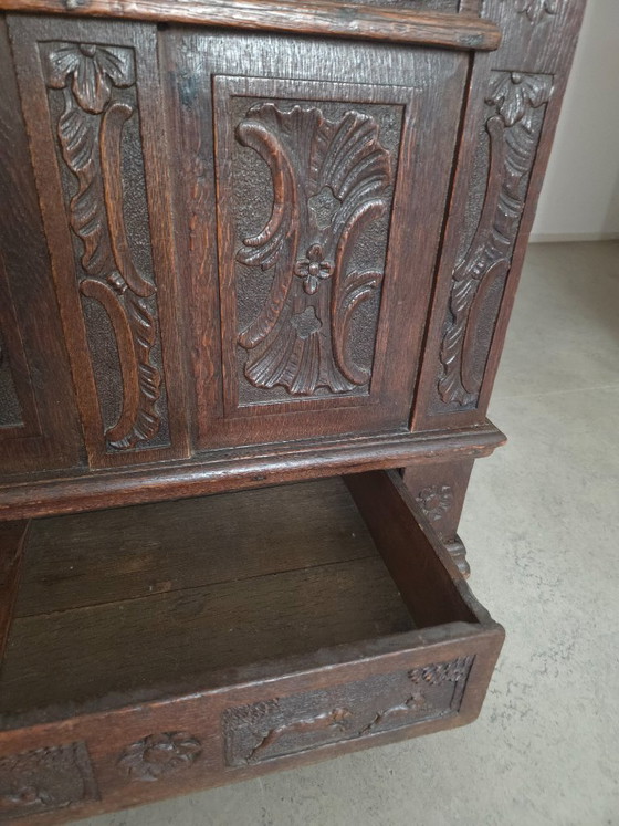 Wunderschöne antike Brauttruhe aus Eiche aus dem Jahr 1765 – Aufbewahrungsschrank, Wood (photo 12 of 17)