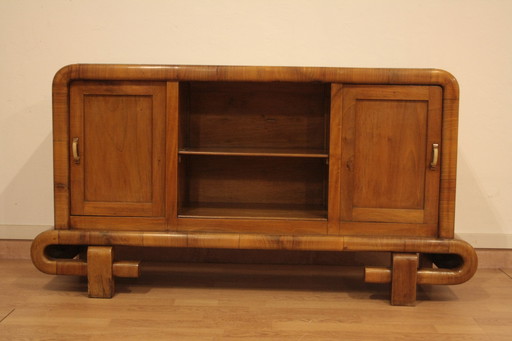 Moderner Art Deco Holz TV-Ständer Nussbaum 1950er Jahre | Media Center Mid Century Modern, Italien | Art Décor TV-Ständer