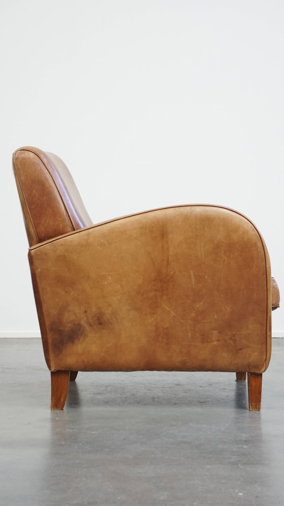 Image 1 of Rundleren Design Fauteuil in een Lichte Cognac Kleur