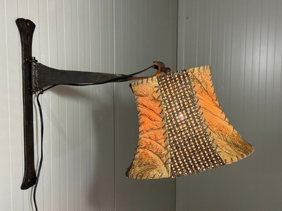 Image 1 of Brutalistische smeedijzeren wandlamp 1960-70's