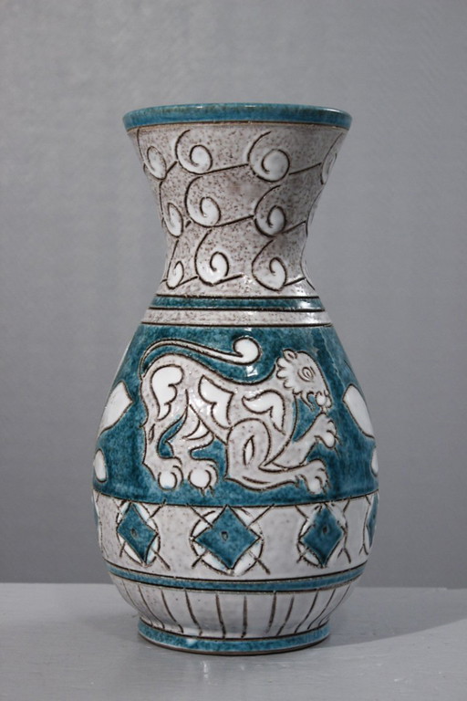 Fratelli Fanciullacci large ceramic lion vase vintage Italy 1960s