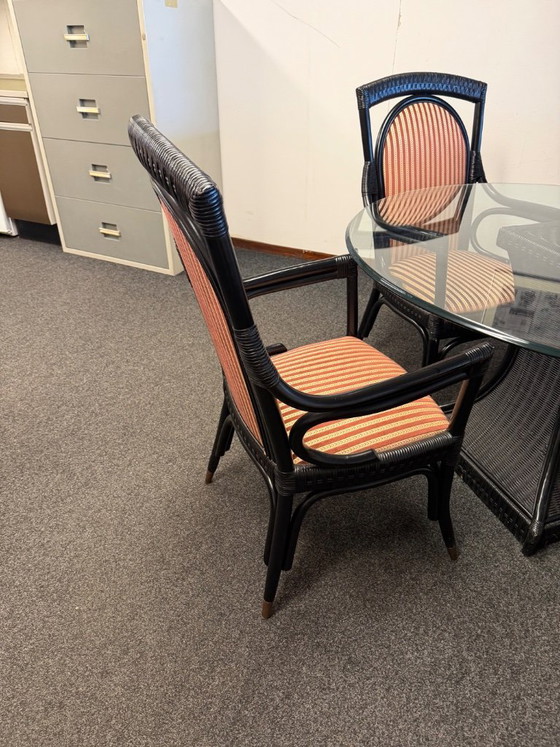 Image 1 of Ensemble de salle à manger vintage 5 pièces en bambou noir des années 1970