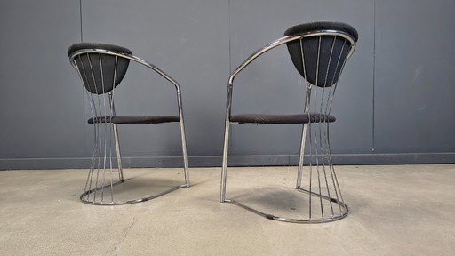 Vintage chrome dining chairs by Effezeta, 1970s - set of 4