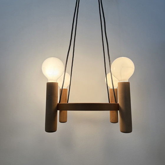 Image 1 of Vintage Domus Danish design hanging lamp chandelier , 1970s