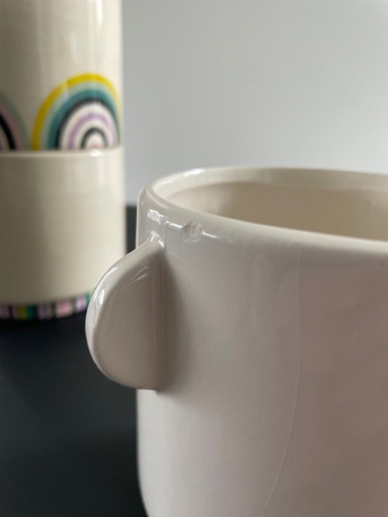 Image 1 of Set of 3 "Totem" flower pots with stripe design