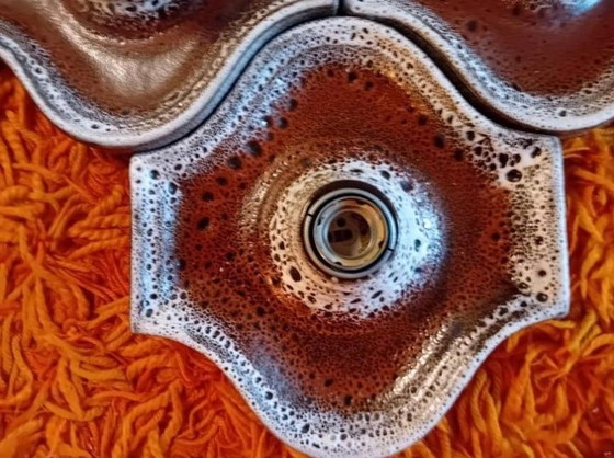 Image 1 of 7 Times Fatlava Brutalist Ceramic Wall Lights 1970s Vintage Space Age